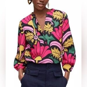 J Crew‎ Open V-Neck Cotton Poplin Top
Ratti Grandi Fiori Multicolor Top Size XS